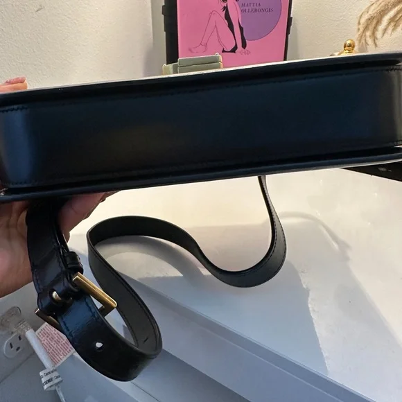 Yves Saint Laurent Black Crossbody Bag with Gold Logo - Picture 6 of 9